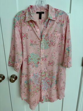 Lauren Ralph Lauren Pink Paisley Sleep Shirt Nightgown Small 100% Cotton LRL